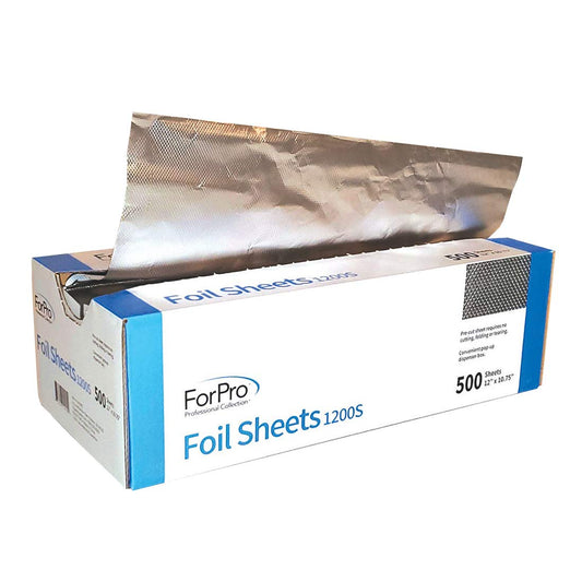 ForPro Professional Collection Embossed Foil Sheets 1200S, Aluminum Foil, Pop-Up Dispenser, for Hair Color Application and Highlighting Services, Food Safe, 12” W x 10.75” L, 500-Count