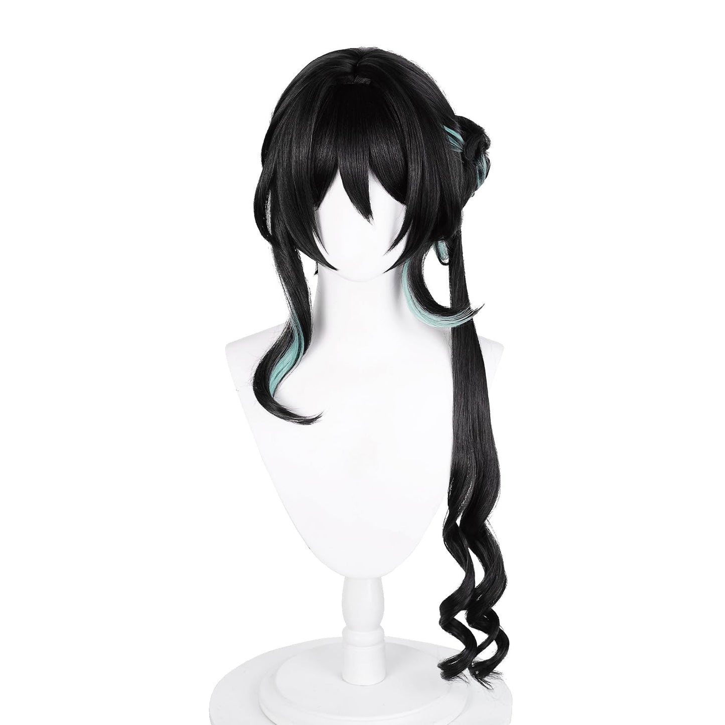 XiongXiongLe Honkai Star Rail Ruanmei Cosplay Wig Long Curly Black Mixed Cyan Gradient Hair Wigs for Women Girls Cos Anime Game Party Halloween Christmas(Ruanmei)