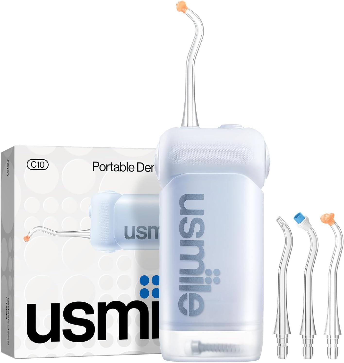 Usmile C10 Portable Water Flosser - Travel-Friendly Design, 95-Day Battery, 4 Modes, 180ml Tank, IPX7 Waterproof (Blue)