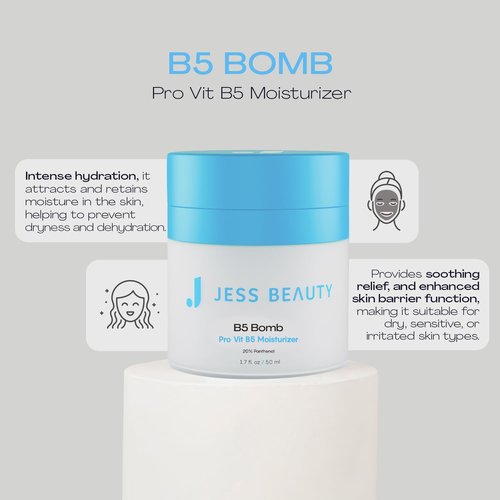 JESS BEAUTY B5 Bomb Pro Vitamin B5 Face Moisturizer - Hydrating Vegan Cream | 50 ml