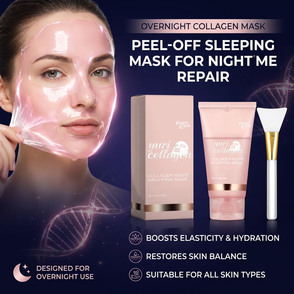 Skiennix Night Wrapping Mask - Collagen-Infused Overnight Peel-Off Facial Mask for All Skin Types