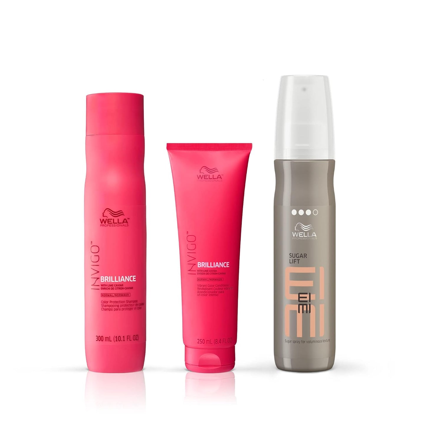 Wella Professionals Invigo Brilliance Shampoo & Conditioner - Color Protection for Fine/Normal Hair | EIMI Sugar Lift Spray for Volume & Natural Lift