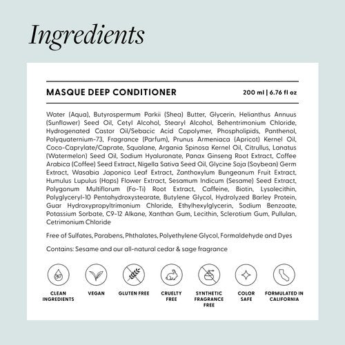 Arey Masque Deep Conditioner - Deep Hydration Hair Mask for Medium to Coarse Hair | Reduces Breakage & Tames Frizz | Vegan, Silicone-Free (6.76 Fl Oz)