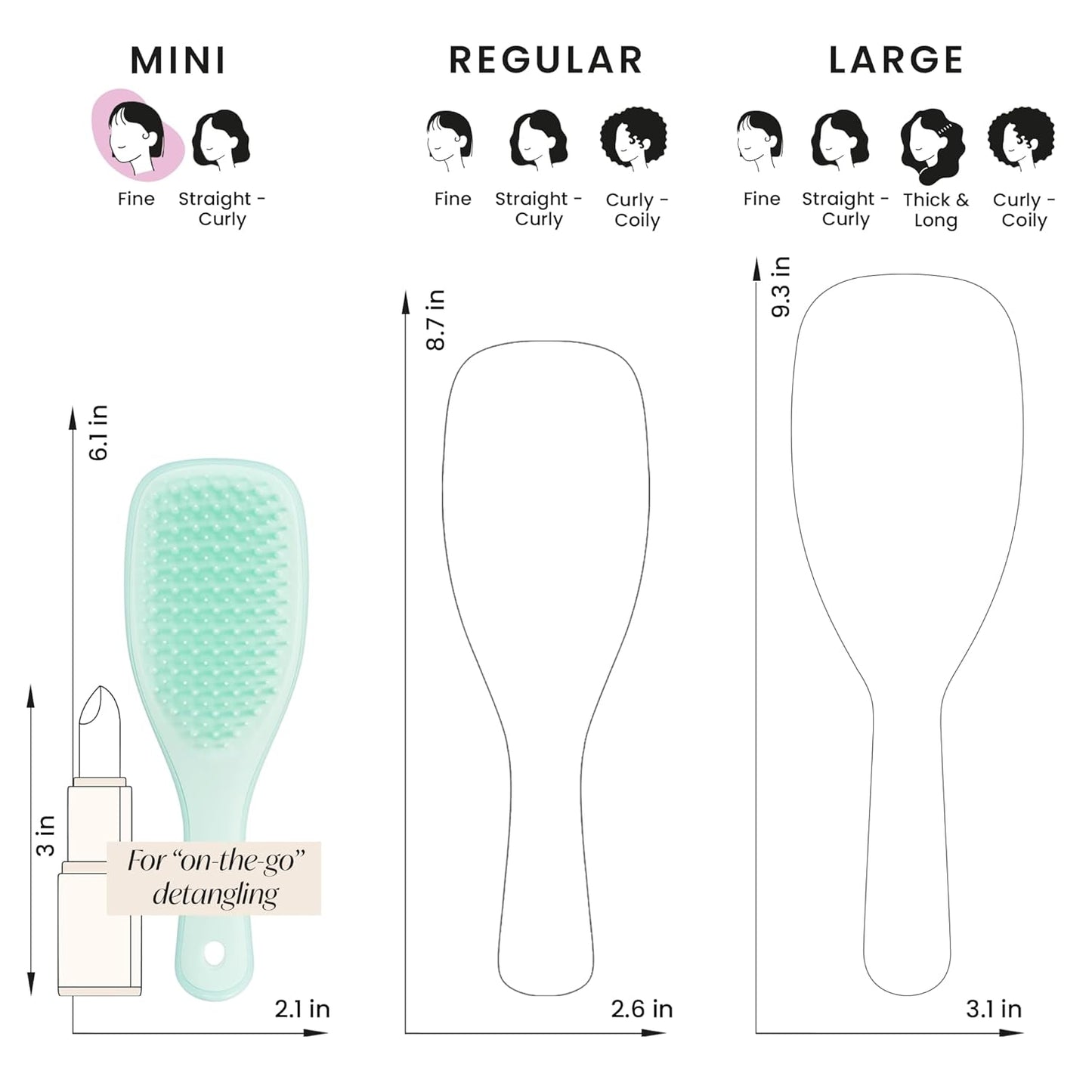Tangle Teezer Detangler Hairbrush Duo - Reduces Breakage & Eliminates Knots | Large & Travel Size, Blue & Mint