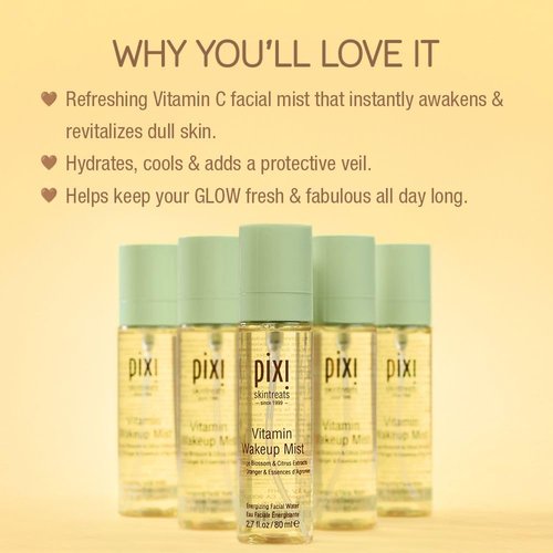 Pixi Vitamin-C Wakeup Mist - Refreshing Hydration Spray for Glowing Skin | 2.7 fl oz / 80ml