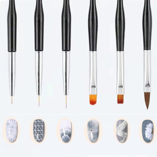 Nail Art Brushes Nail Art Tool Kit, Nail Design Tools Set with Liner Brushes, Dotting Pens, UV Gel Brushes, for DIY Nail Art, Salon and Home Use (Black Style 32pcs)