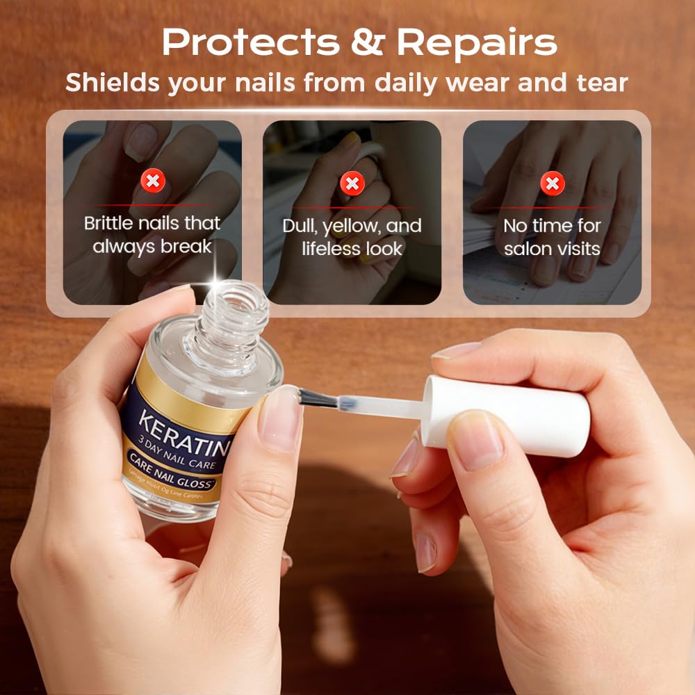 Skiennix Keratin Nail Care Oil - 2026 Moisturizing Cuticle Treatment for Dry & Brittle Nails | 3-Pack