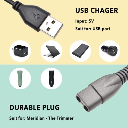 Meridian Grooming Charger Cable - Replacement Power Cord for Electric Shaver Trimmer | Durable & Reliable