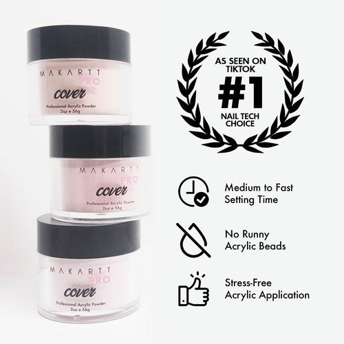 MakarttPro Acrylic Powder - Durable, Easy-Apply Formula for Nail Extensions & Art - 56g/2oz - Pink Pearl
