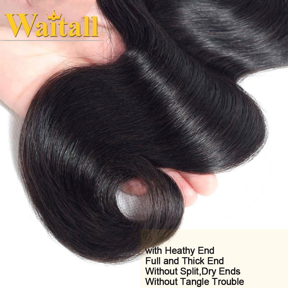 WAITALL Brazilian Body Wave One Bundle 8 inch 100% Unprocessed Brazilian Virgin Body Wave Human Hair Natural Black 8A Brazilian Body Wave Human Hair Weft