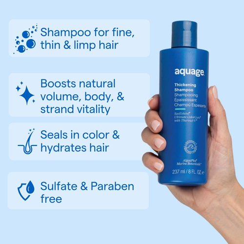 AQUAGE SeaExtend Thickening Shampoo - Thermal-V Technology Prevents Haircolor Fade | 8 oz