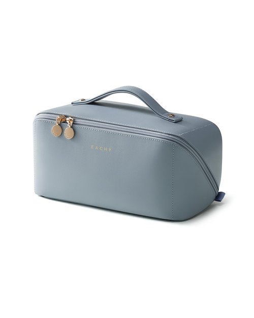 EACHY Travel Makeup Bag,Large Capacity Cosmetic Bags for Women,Portable Pouch Open Flat Toiletry Bag Make up Organizer with Divider and Handle