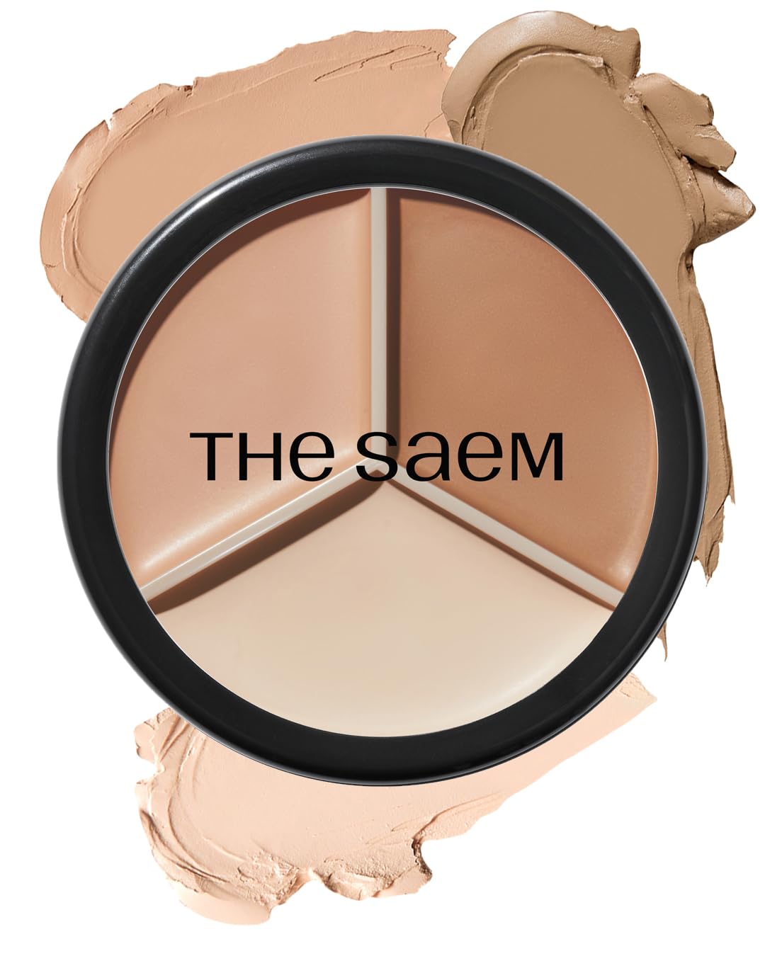 THESAEM Cover Perfection Triple Pot Concealer - 3-Color Contour & Highlight Palette - 02 Contour Beige with Sweet Almond Oil