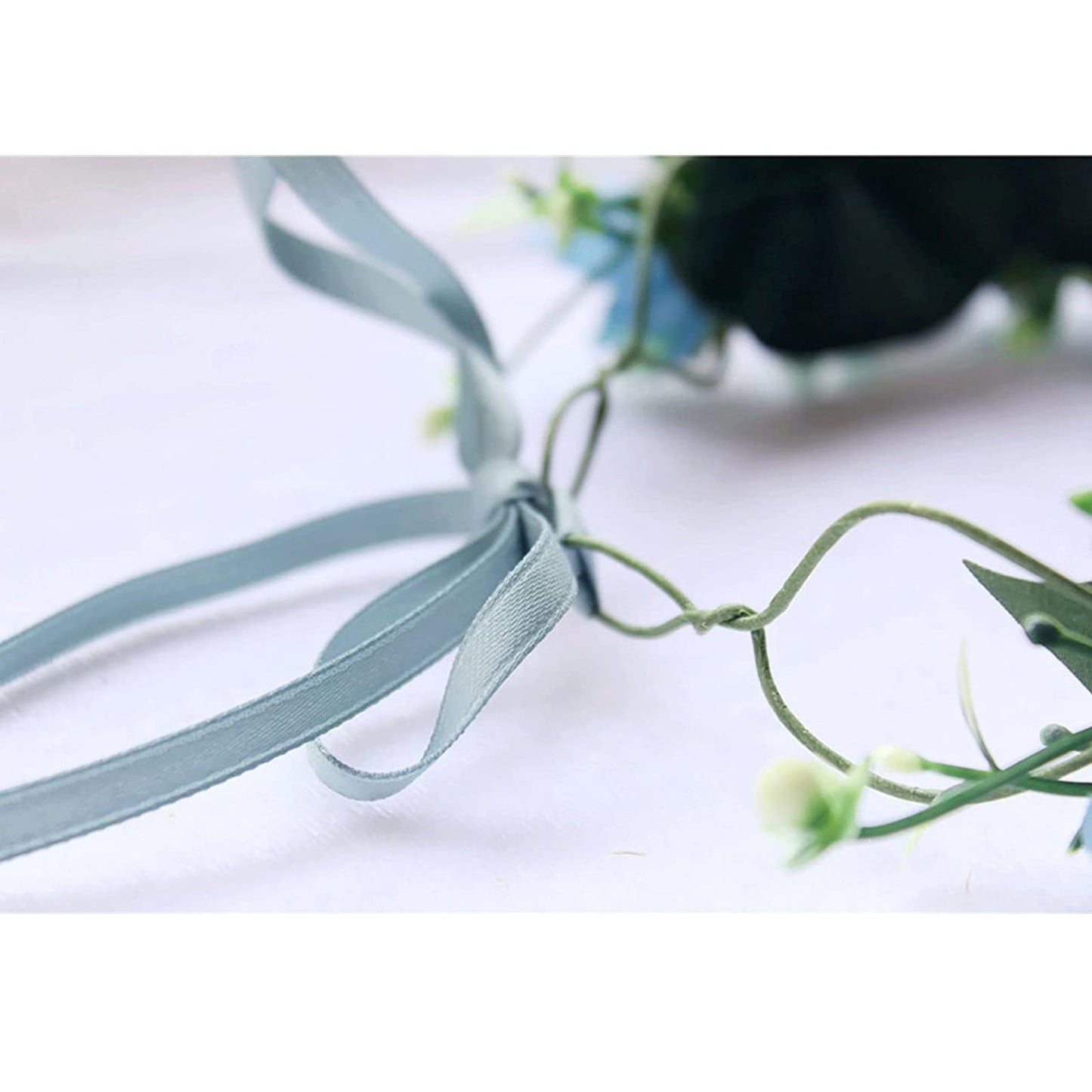 YnimioAOX Handmade Adjustable Flower Wreath Headband Halo Floral Crown Garland Headpiece,ZB26-light blue