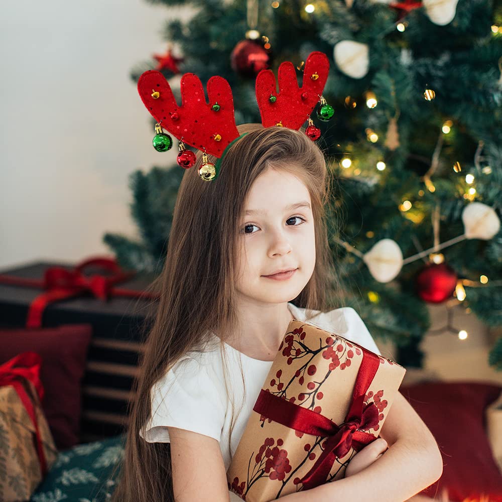 Madison Tyler Christmas Reindeer Antlers with Jingle Bells Headwear | Cute Soft Headbands for Christmas Party | Holiday Gifts for Girls Kids and Women