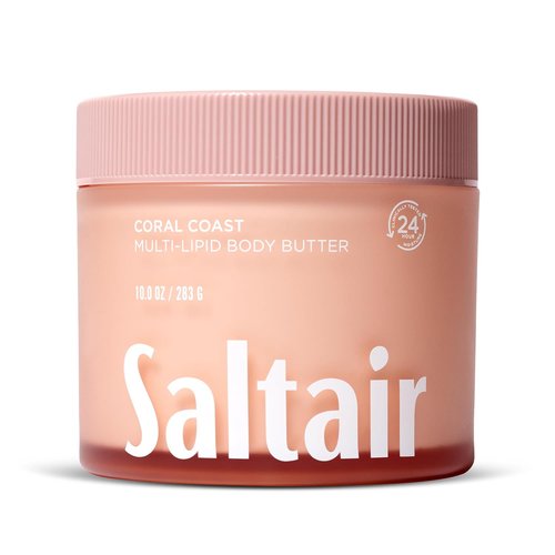 Saltair Multi-Lipid Body Butter - 24-Hour Hydration & Barrier Support - Ceramides, Coconut Oil & Shea Butter, Coral Coast, 10oz