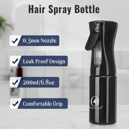 BrushZoo Detangling Hair Brush Set - Perfect for Curly & Natural 3/4ABC Hair | Includes Wide Tooth Comb & Spray Bottle
