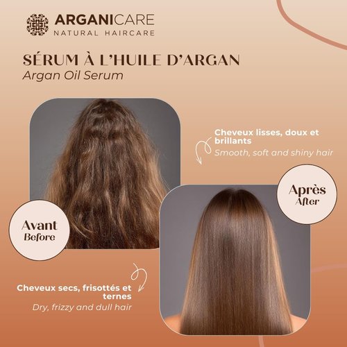Arganicare Natural Argan Oil Serum with Jojoba Oil - Hair Growth Formula for Damaged Hair, Dry Scalp Treatment & Frizz Control - Vegan Shea Moisture Blend