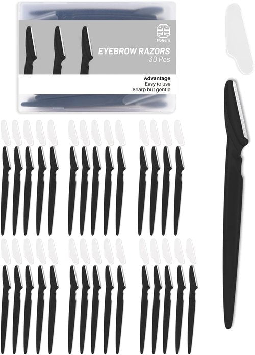 MoHern Dermaplaning Tool - 30 Pcs Face Razors for Smooth Skin | Multipurpose Black Dermaplane Razors
