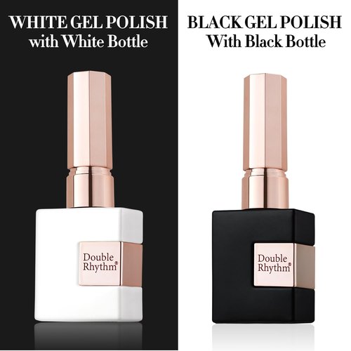 Double Rhythm UV Gel Polish Set - 15ml Pure White & Black Nail Art Kit for DIY Salon Use