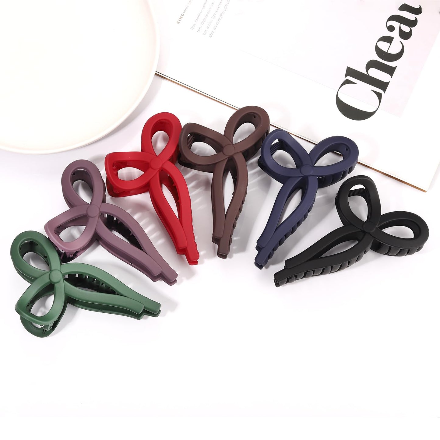 Bow Hair Claw Clips for Women Statement Bow Hair Clips Ribbon Bow Hair Barrette Summer Holiday Hair Accessory Party Jeweled Gifts (6PCS)