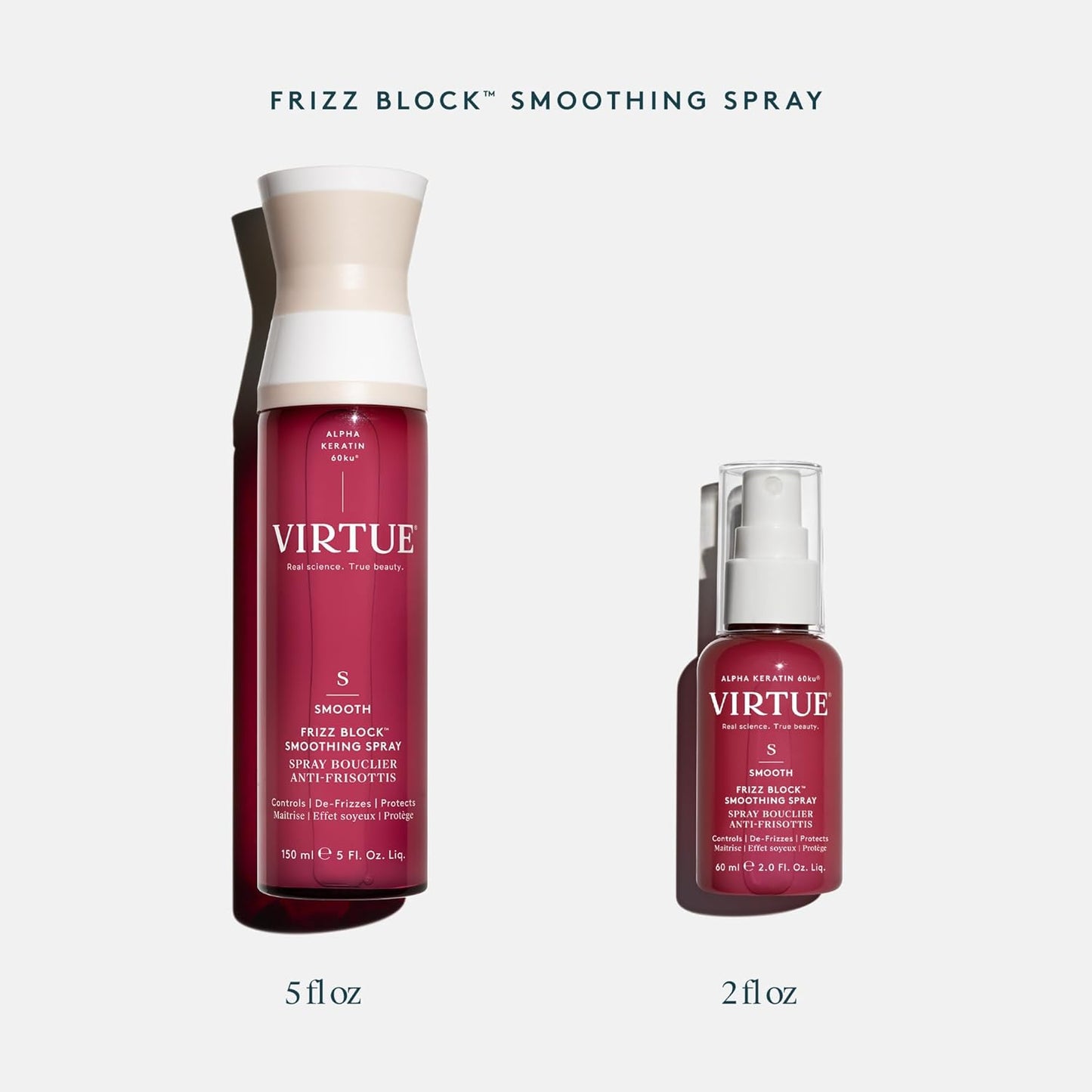 VIRTUE Frizz Block Smoothing Spray - Frizz Control Hair Treatment, Heat Protection, 5 Fl Oz