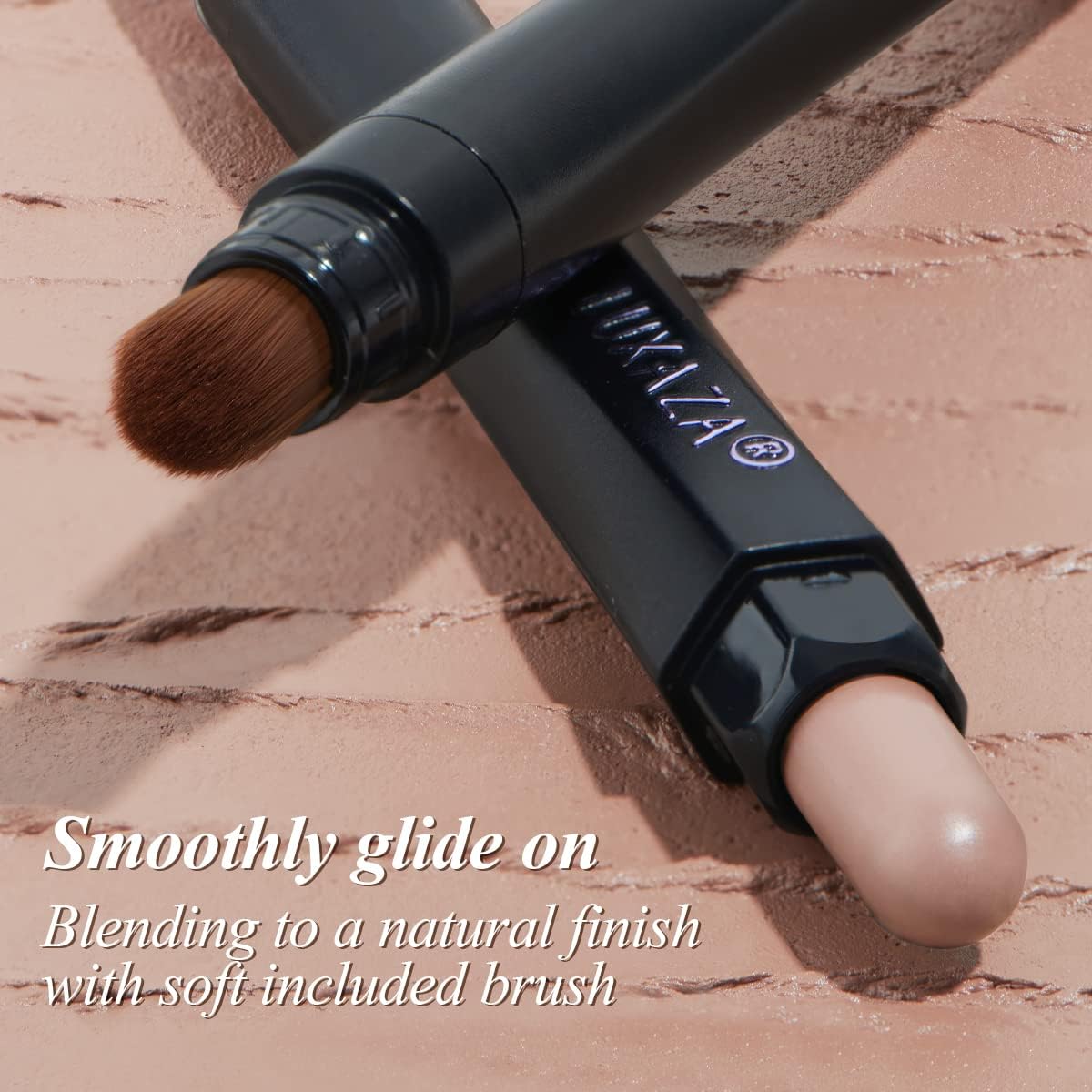 Cream Single Eyeshadow Stick with Blending Brush, Hypoallergenic Eye Shadow Sticks Makeup, Pro Waterproof & Long Lasting Eye Brightener Stick, Eyeshadow Pencil Crayon Shimmer #74