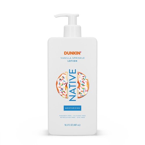 Native Body Lotion - Dunkin Vanilla Sprinkle Moisturizer for Dry Skin | 16.5 oz Plant-Based Formula