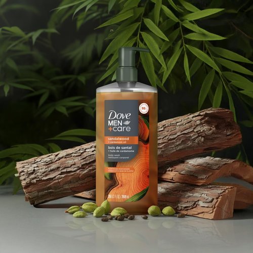 DOVE MEN Moisturizing Body Wash - #1 Dermatologist Recommended, Sulfate & Paraben Free | Sandalwood & Cardamom, 26oz