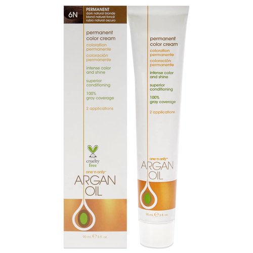 One N' Only Permanent Hair Color - Argan Oil Infused Hair Dye for Rich Gray Coverage - 6N Dark Natural Blonde (3 oz)