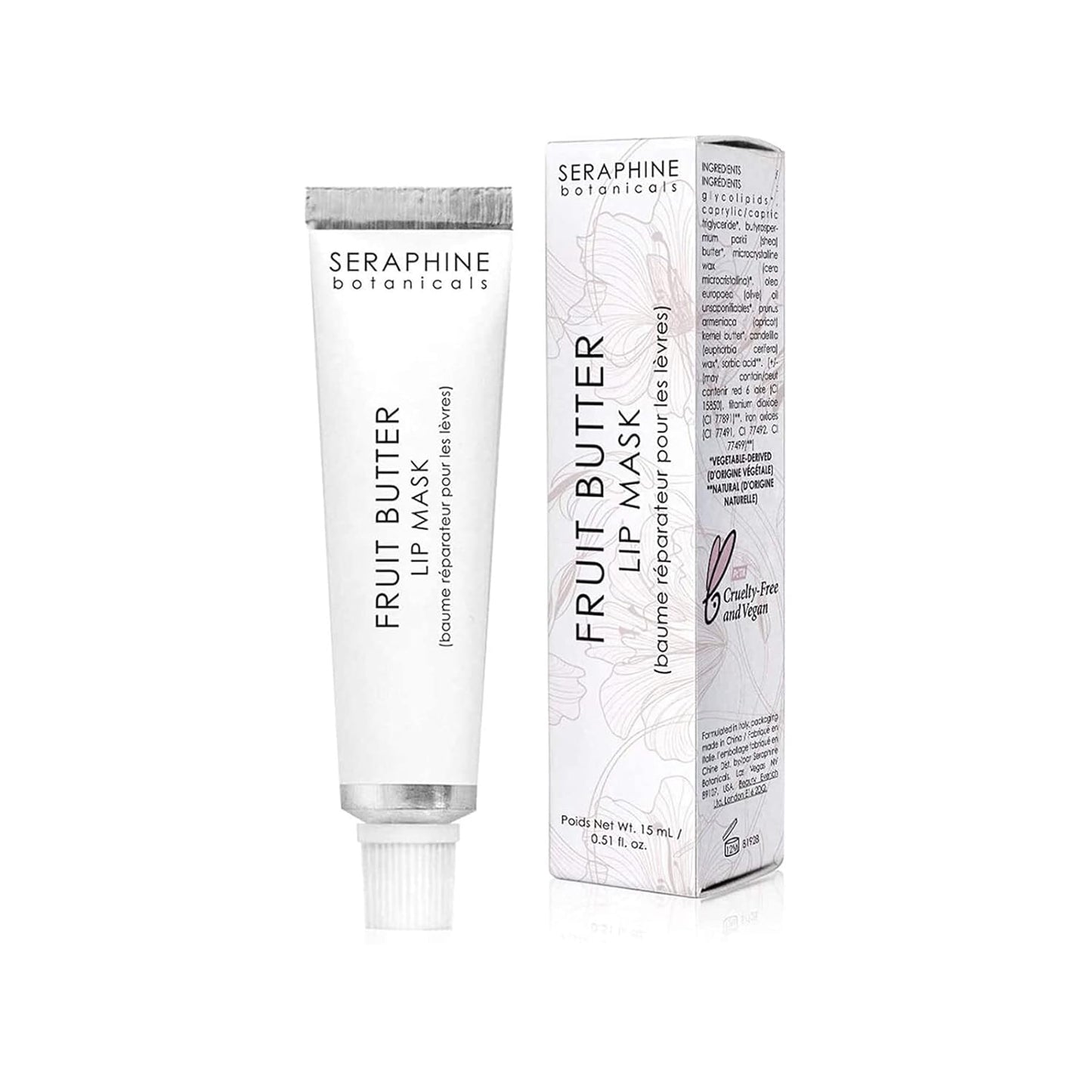 Seraphine Botanicals Lip Mask - Restorative Overnight Gel Balm for Dry Lips | Hydrating Shea Butter & Apricot Oil, 0.51oz
