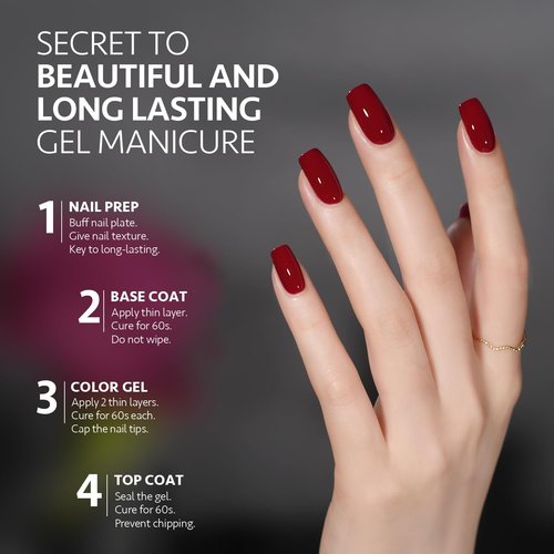 GAOY Red Gel Nail Polish, 16ml Soak Off Gel Polish, UV Light Cure for Nail Art DIY Manicure at Home, 2023 Burgundy Red