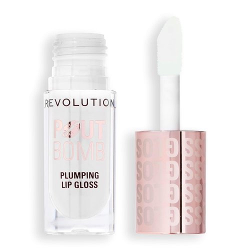 Revolution Pout Bomb Plumping Lip Gloss - Buildable High Shine Hydration | Vegan & Cruelty-Free, Glaze Clear, 0.15 fl oz