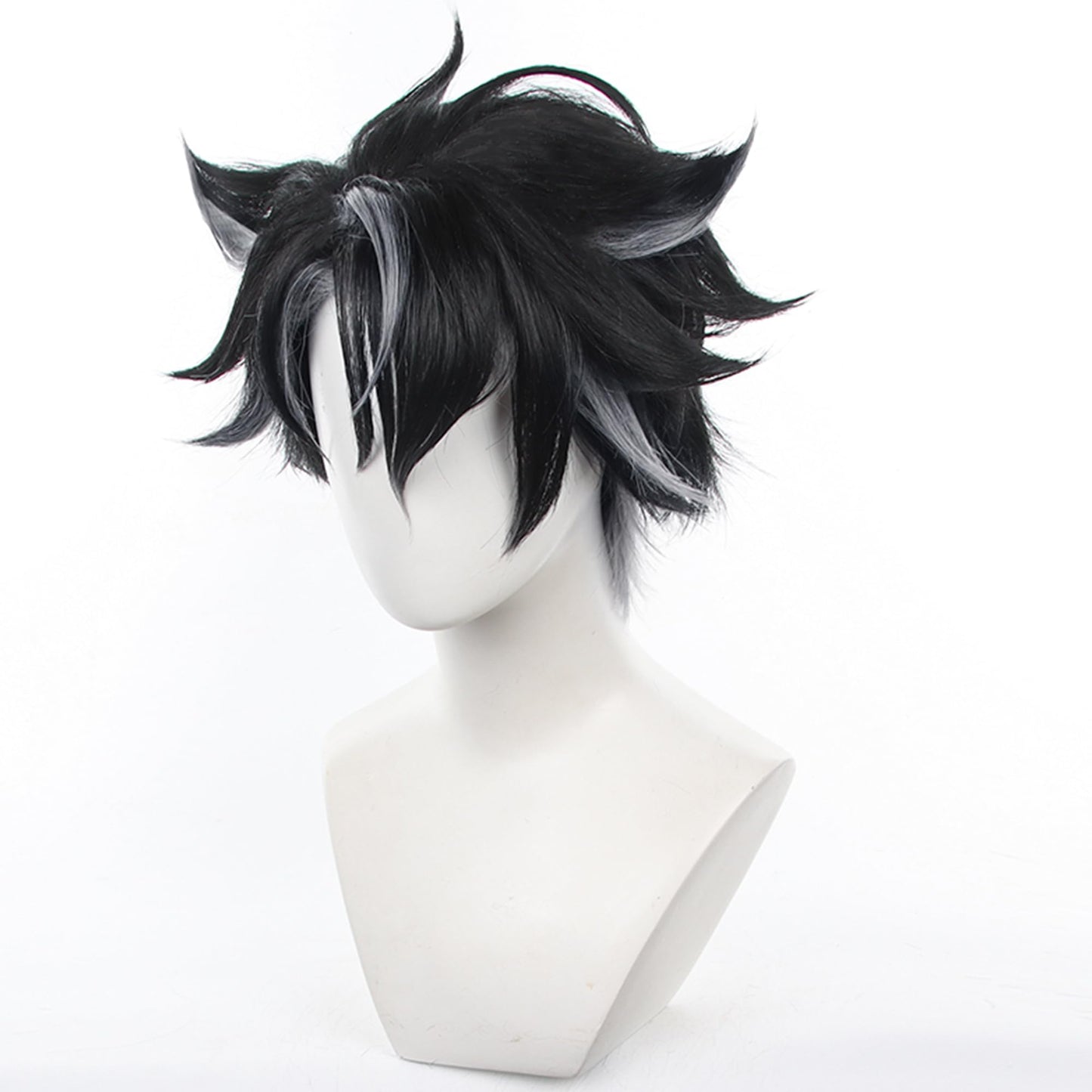 Wriothesley Wig Genshin Impact Fontaine Wrigley Cosplay Wig Black and Gray Short hair with Wig Cap for Man Comic Con, Anime Show, Halloween