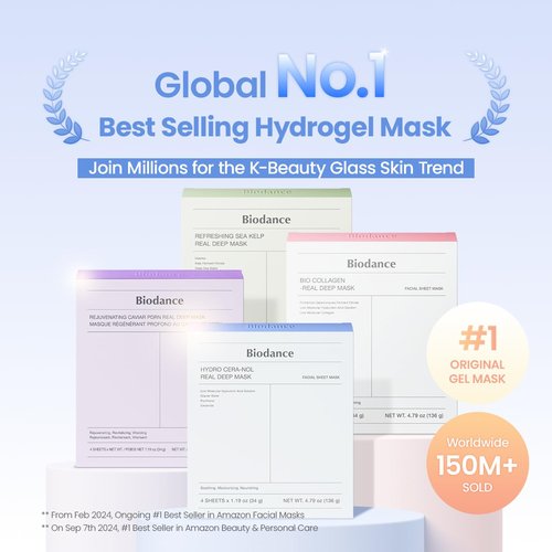 BIODANCE Hydro Cera-nol Deep Hydrating Overnight Face Mask - Soothing Sunburn Relief | 1.19oz (34g) x4ea