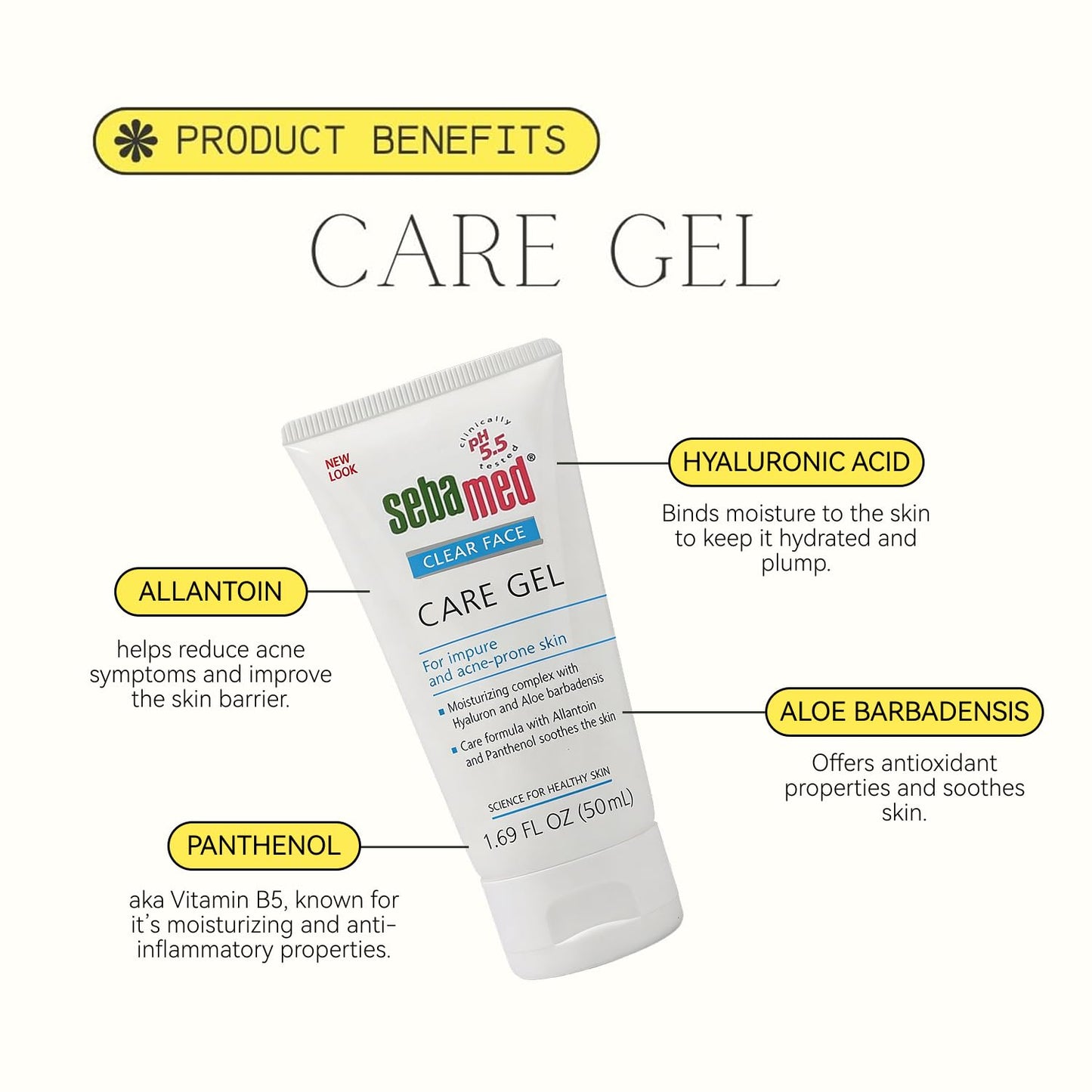 Sebamed Clear Face Care Gel - Aloe Vera & Hyaluronic Acid for Acne-Prone Skin | 50mL - Made in Germany