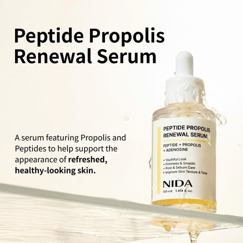NIDA Peptide Propolis Renewal Serum - Peptide Complex & Propolis Extract for Youthful Skin | 1.69 fl. oz. (50ml)