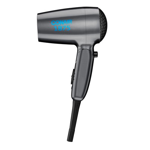 Conair Travel Hair Dryer - 1875W Compact Dual Voltage Blow Dryer with Folding Handle - Gray