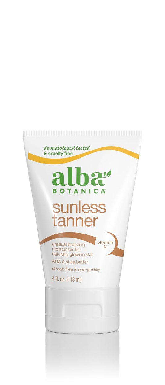 Alba Botanica Sunless Tanner - Gradual Bronzing Moisturizer with Vitamin C & Shea Butter | 4 Oz
