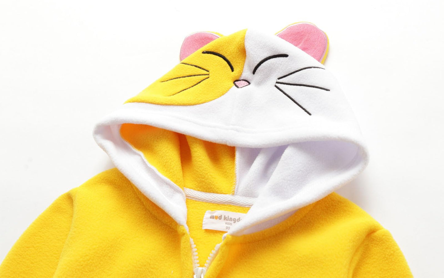 Mud Kingdom Toddler Boys Fleece Jacket Soft Warm Long Sleeve and Full Zip Hoodie with Cute Cat Ears Yellow 3T