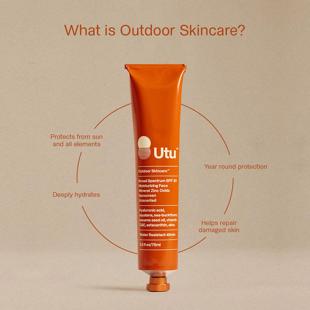 UTU SPF 30 Daily Moisturizing Face Sunscreen - Hyaluronic Acid & Squalane | Clean, Reef Safe, Cruelty Free (20 mL)