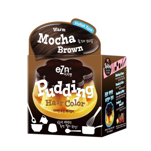 eZn Pudding Hair Dye - Warm Mocha Brown | No-Drip, Ammonia-Free, Long-Lasting Semi-Permanent Color with Keratin