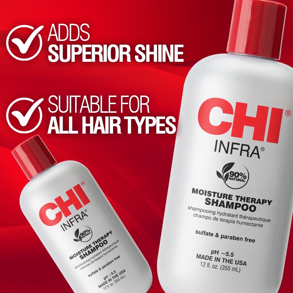 CHI Infra Shampoo - Gentle Cleansing & Hydration for All Hair Types | 12 Oz, Heat Damage Repair, Sulfate-Free