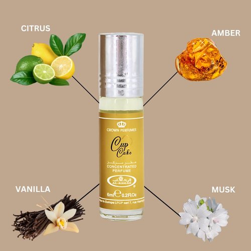 Al-Rehab Cupcake Arabian Perfume Oils for Women 6ML (0.2 OZ) Fragrance Oil with Citrus, Creamy Vanilla & Amber - Long-Lasting Concentrated Perfume Oil with a Cozy, Sweet, and Premium Fragrance