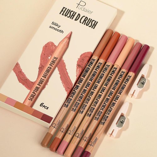 BestLand 6Pcs Rosy Nude Harmony Lip Liner Set - Long-Lasting, Creamy Formula for Soft Pink & Mauve Looks