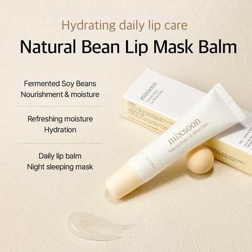 Mixsoon Natural Bean Lip Mask Balm - Hydrating & Softening Vegan Formula | 11g / 0.37 fl. oz.