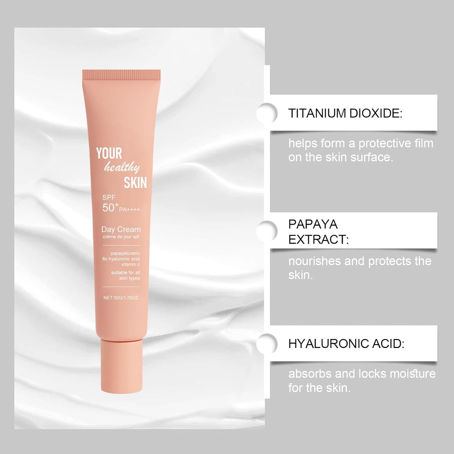 Skiennix Lightweight Moisturizing Cream - Breathable Hydrating Sunscreen SPF 50 | 1.76 oz Daily Skin Protection