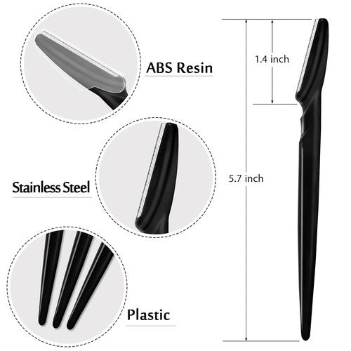 HFATMOS Eyebrow Razors - 12 Pcs Multipurpose Exfoliating Dermaplaning Tools | Facial Hair Removal (Black)