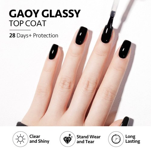 GAOY Glassy Gel Top Coat & Base Coat Set - No Wipe UV Nail Polish Foundation | 16ml, 2 Pcs