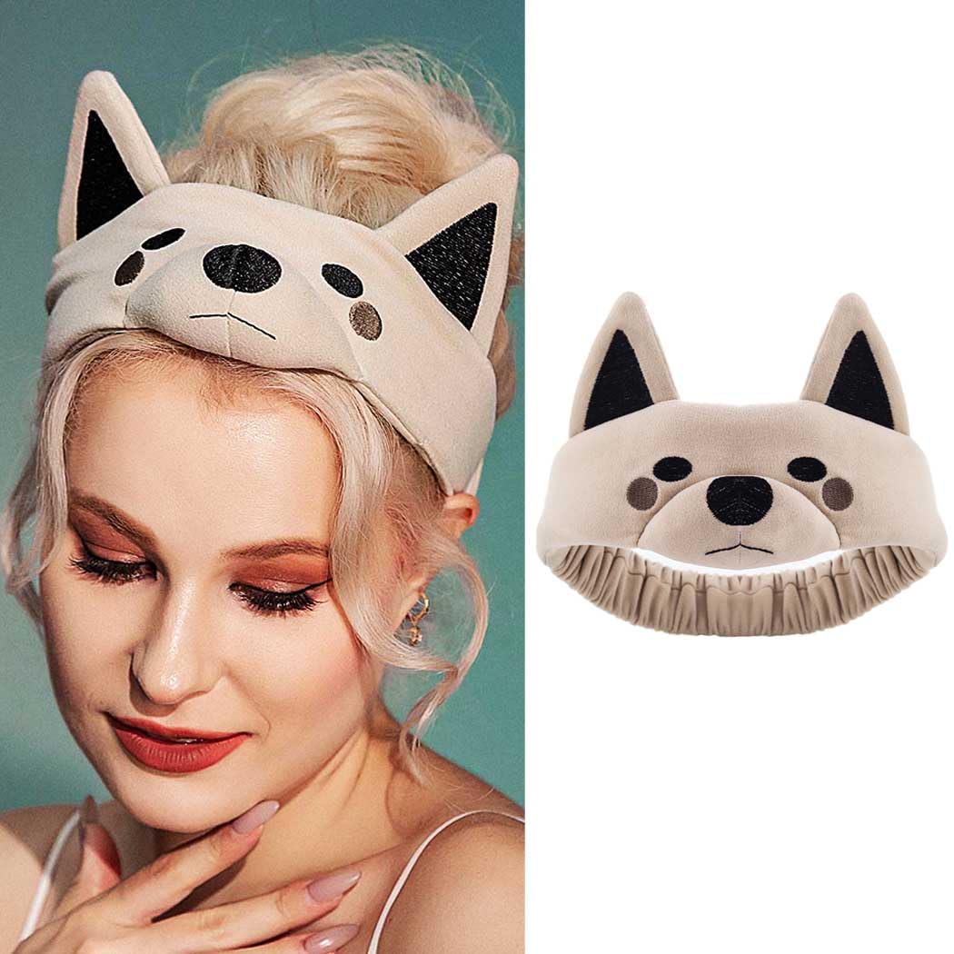 Zoestar Makeup Spa Headband Dog Ears Headbands Washing Face Headwear Animal Costume Hair Accessories for Women and Girls